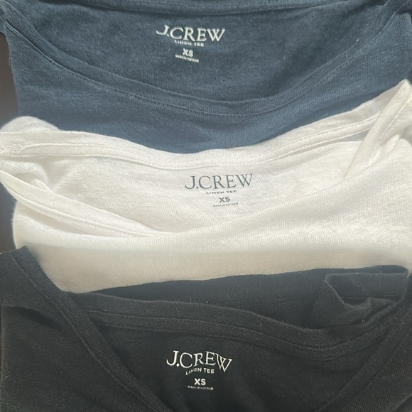 Bundle of Three J. Crew Women’s Linen Roll-Cuff Crewneck T-Shirts Tops Size XS - Picture 1 of 9